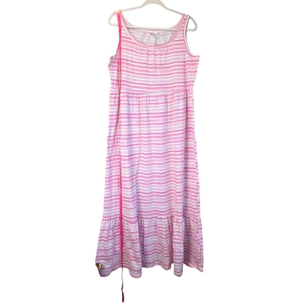 Time And Tru Womens L(12-14) Pink/White Pullon Maxi Dress Summer Casual/Lagen
